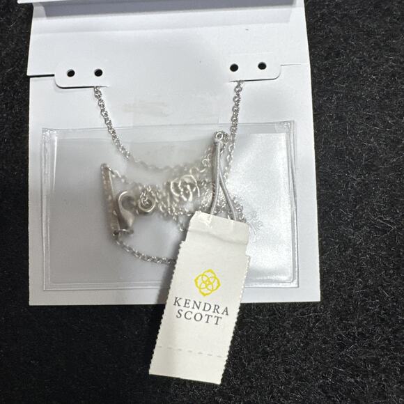 Kendra Scott Letter Disc Pendant Necklace Rhodium Mother-Of-Pearl “H” - Picture 3 of 3